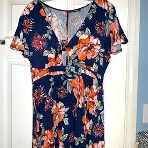 Lulu’s short sleeve blue and floral dress.